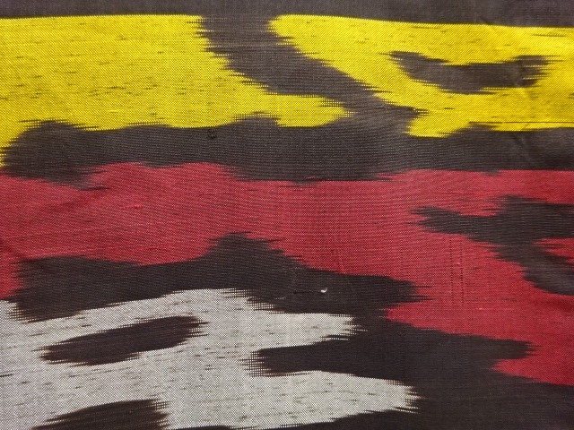 JAPANESE KIMONO / ANTIQUE KIMONO / SILK / DORO OSHIMA TSUMUGI / WOVEN ABSTRACT